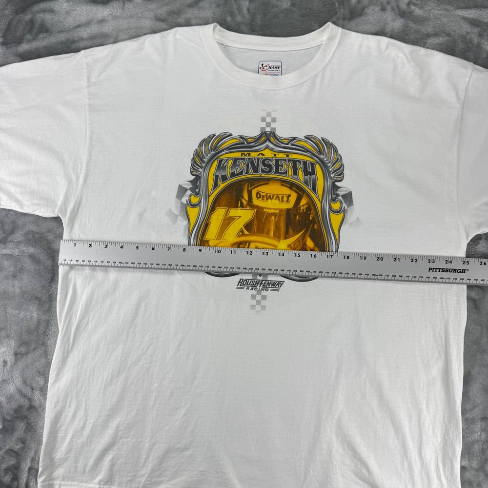 Vintage Matt Kenseth NASCAR T Shirt Mens 2XL White DeWalt Roush Fenway Racing 17 - Picture 6 of 16